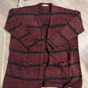 Cecico Burgundy and Black Striped Cardigan
